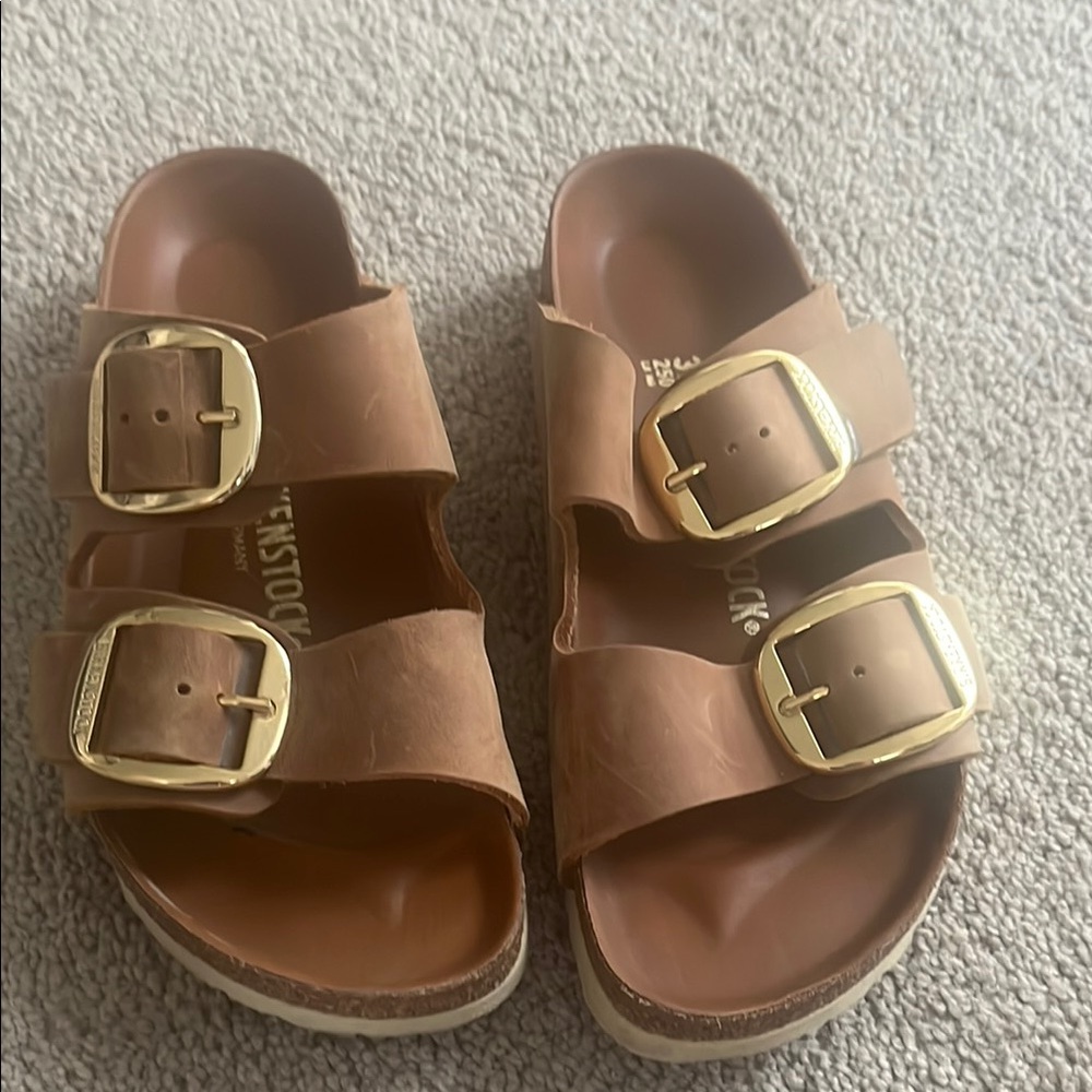 Birkenstocks with Large Gold Buckle